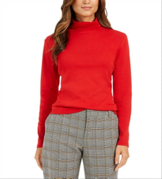 Charter Club Women's Pima Turtleneck Top Red Size X-Small