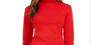 Charter Club Women's Pima Turtleneck Top Red Size X-Small