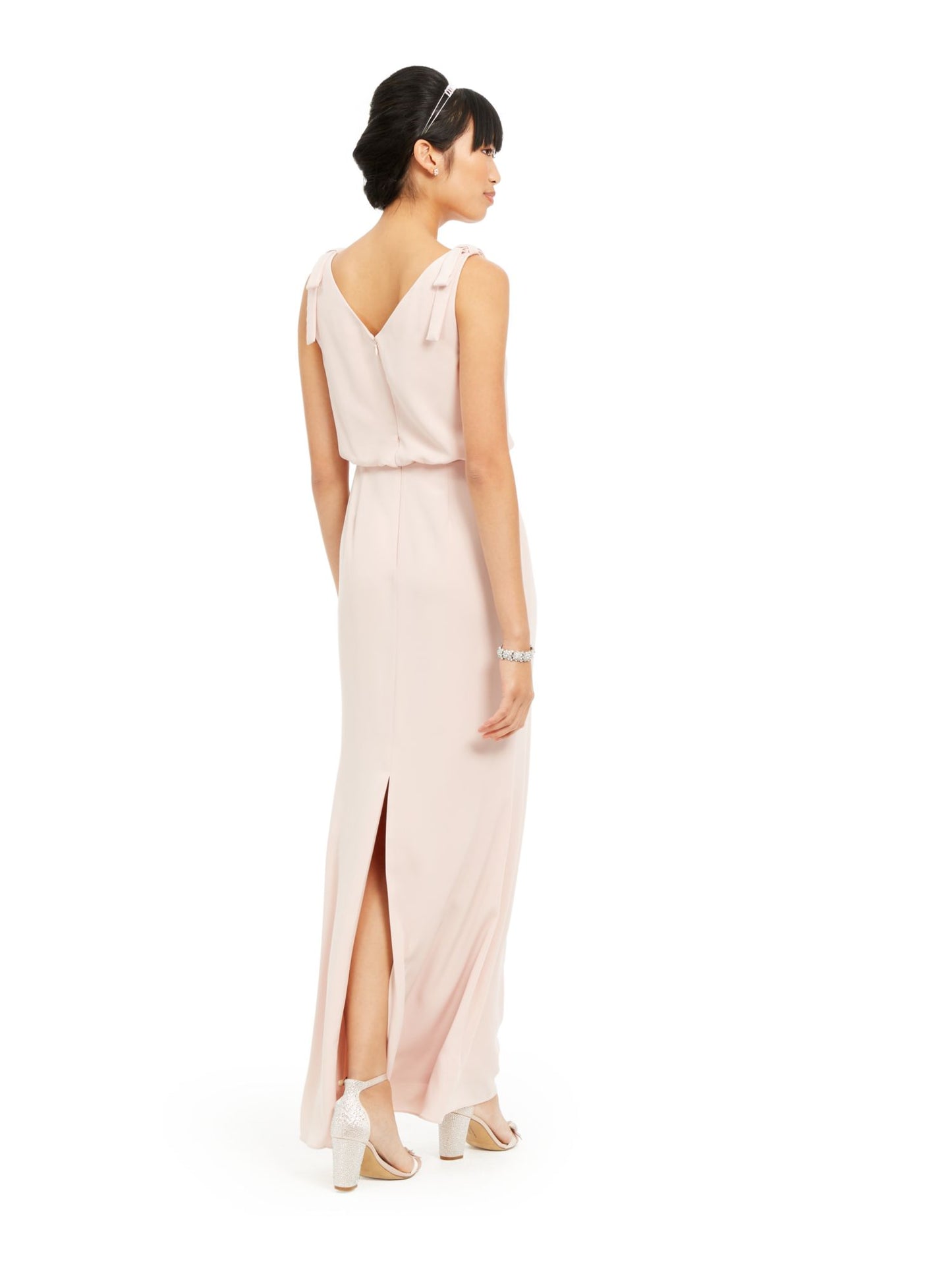 Adrianna Papell Women's Sleeveless Cowl Neck Maxi Sheath Evening Dress Pink Size 0