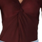 Bar III Women's Ribbed Twist Front Bodysuit Red Size XXS
