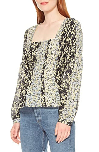 Parker Women's Dara Long Sleeve Smocked Blouse Brown Size Medium