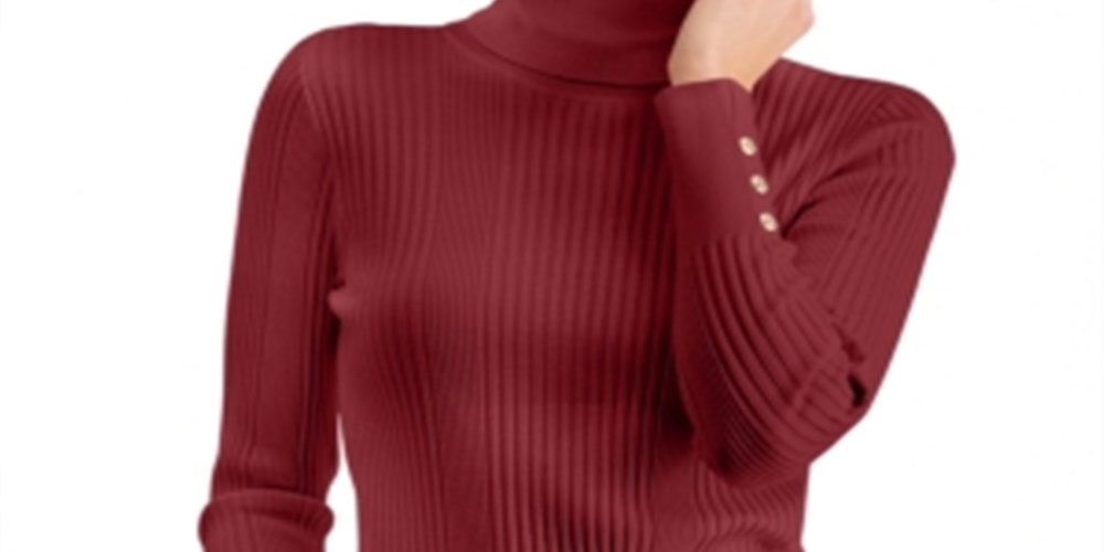 JM Collection Women's Long Sleeve Sweater Red Size X-Small