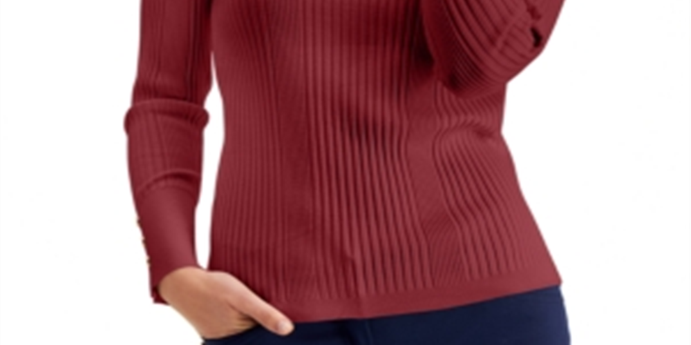 JM Collection Women's Long Sleeve Sweater Red Size X-Small