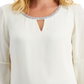 JM Collection Women's Bell Sleeve Rhinestone Neck Top  White Size Small