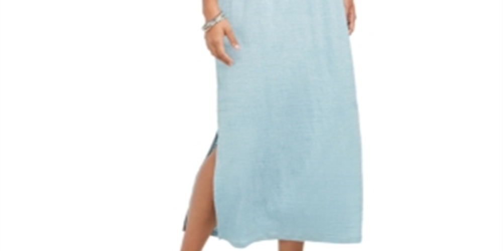 Style & Co Women's Textured Tie Waist Maxi Dress Blue Size Small