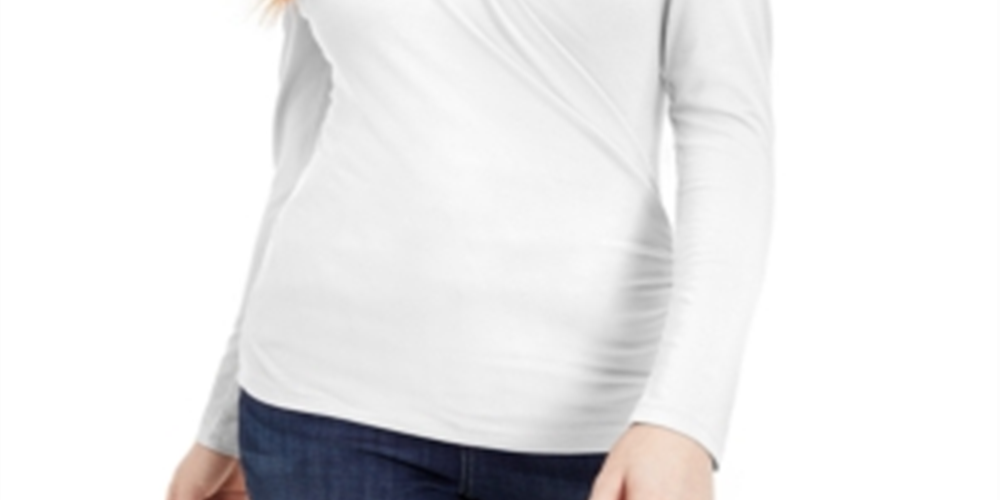INC International Concepts Women's Wrap Long Sleeves Top White Size Petite X-Small