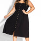 City Chic Women's Scallop Button Dress Black Size 16