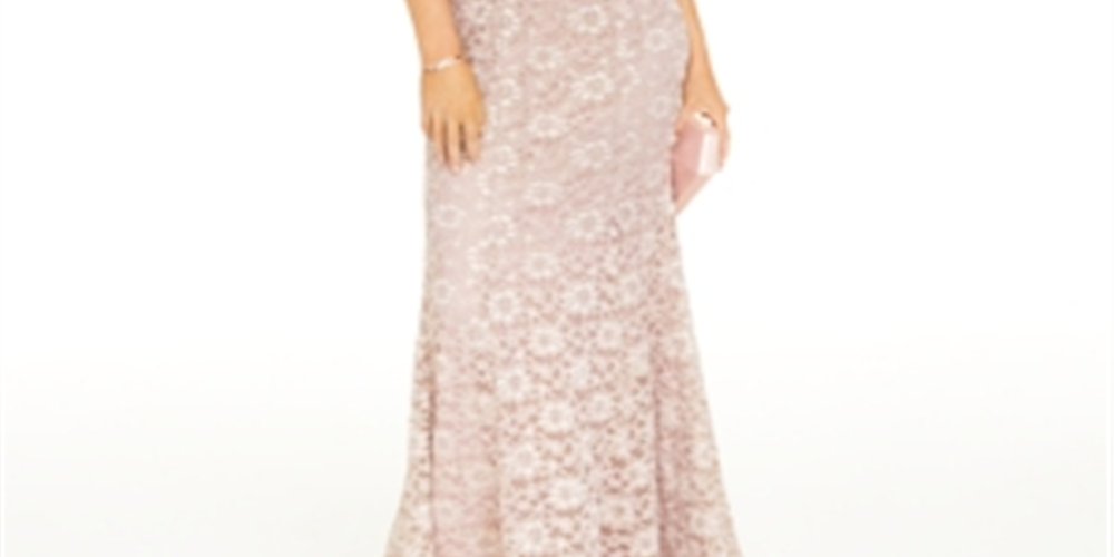 BCX Women's Lace Floral Spaghetti Strap V Neck Full Length Formal Mermaid Dress Brown Size 7