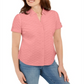Karen Scott Women's Cotton Embroidered Shirt Pink Size Small