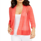 Alfani Women's Mixed Stitch Open Front Linen Blend Cardigan Red Size Medium