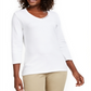 Karen Scott Women's Grommet Neck Cotton Top White Size Medium