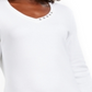 Karen Scott Women's Grommet Neck Cotton Top White Size Medium
