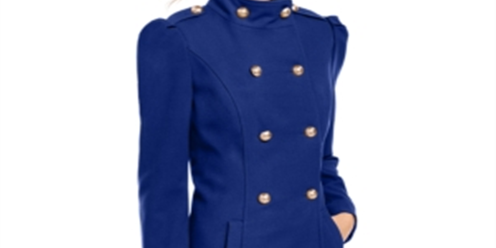 INC International Concepts Women's Double Breasted Coat Blue Size X-Large