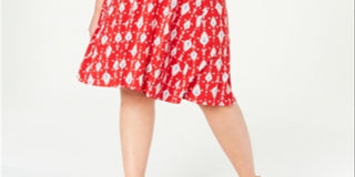 Style & Co Women's Plus Printed Sleeveless Cocktail Dress Red Size 2X