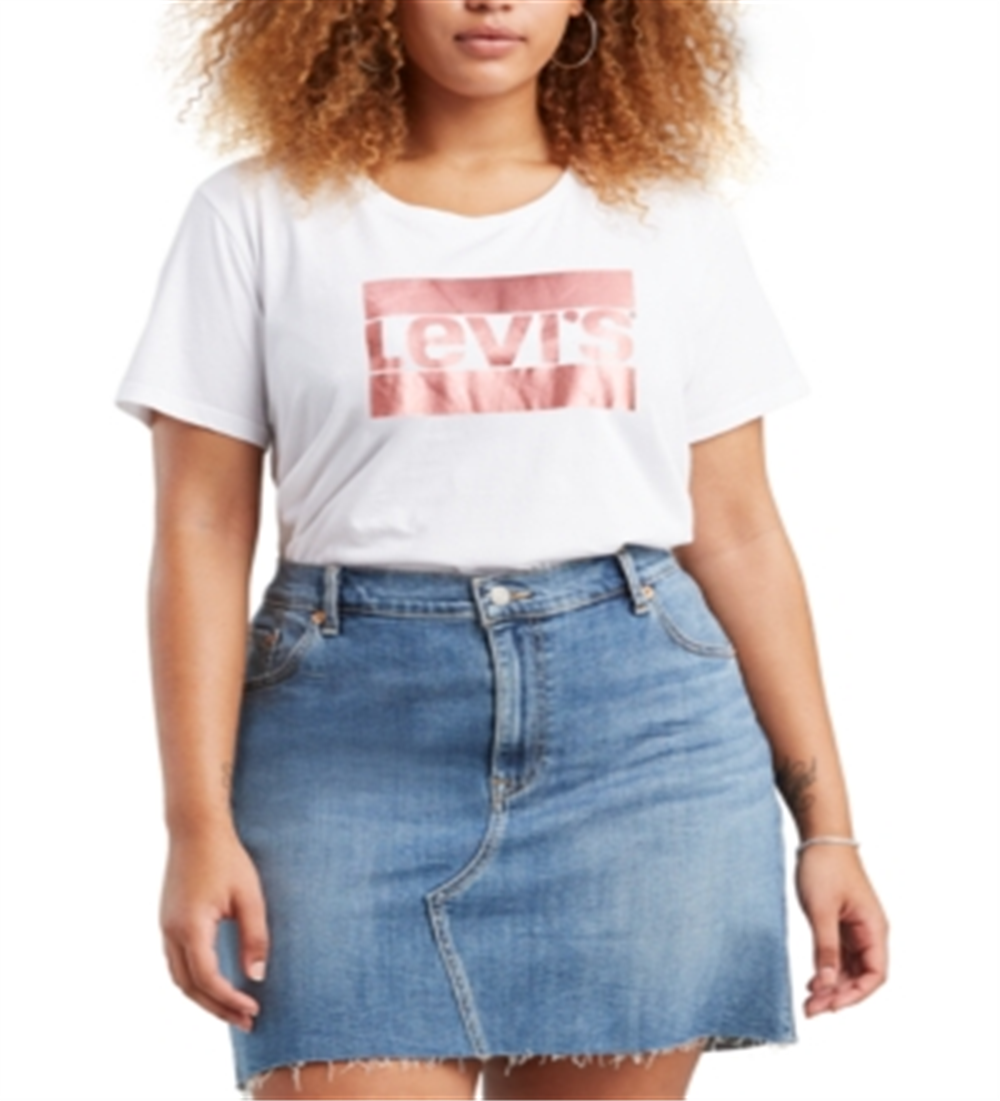 Levi's Women's Plus Perfect Cotton Crewneck Top White Size 1X