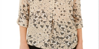 Charter Club Women's Maria Floral Print Blouse Brown Size Large