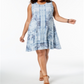 Style & Co Women's Plus Printed Swing a Line Dress Blue Size 0X