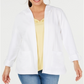 Karen Scott Women's Sport French Terry Open Front Hoodie White Size X-Large