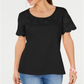 Karen Scott Women's Embroidered Cotton T-Shirt Black Size M
