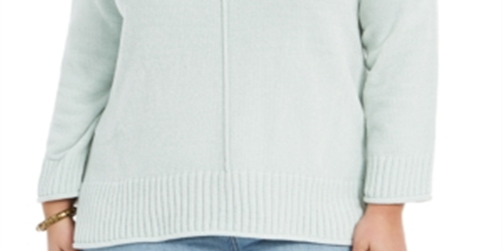 Style & Co Women's Plus Chenille Pullover Sweater Green Size 1X