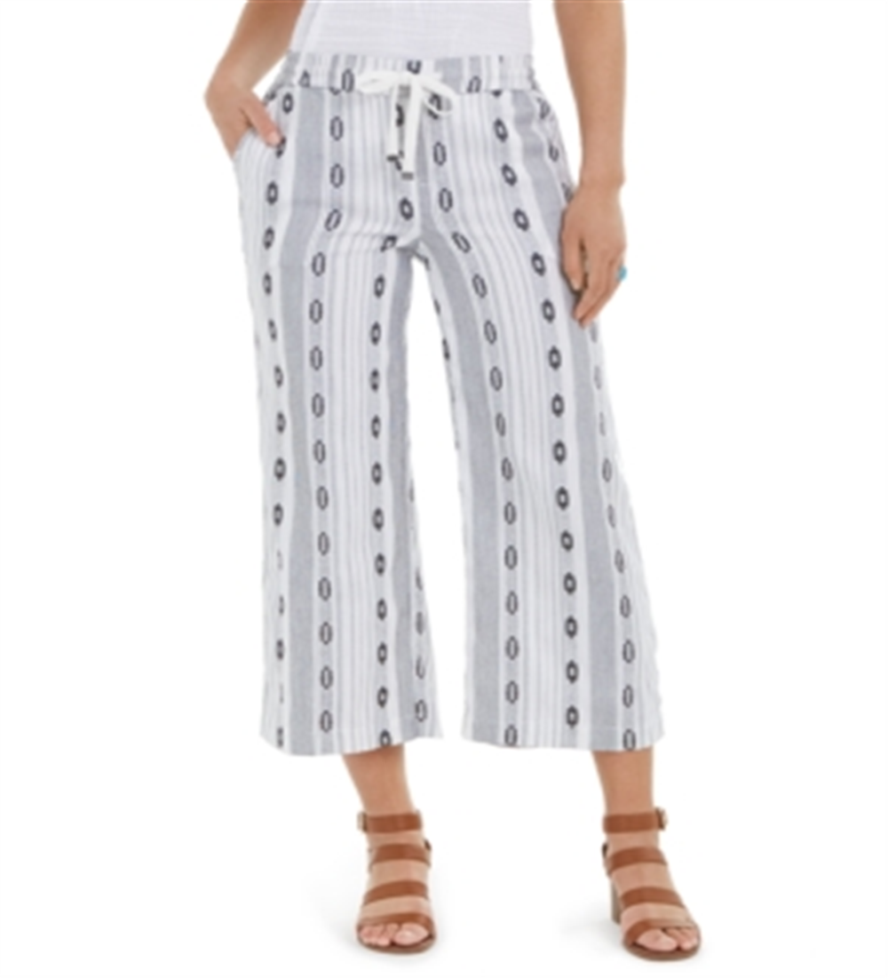 Style & Co Women's Cropped Jacquard Pants White Size Medium