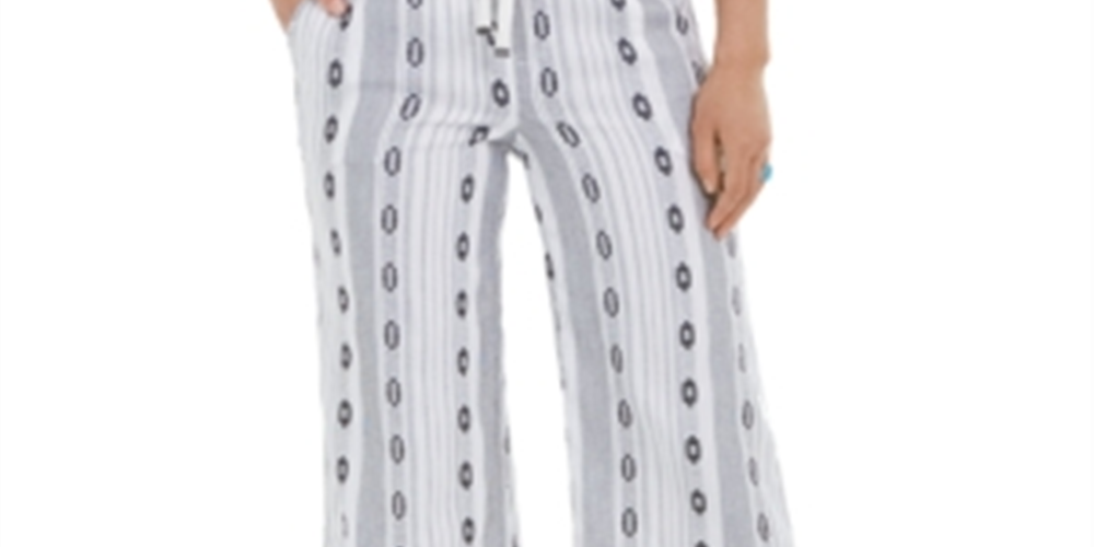 Style & Co Women's Cropped Jacquard Pants White Size Medium