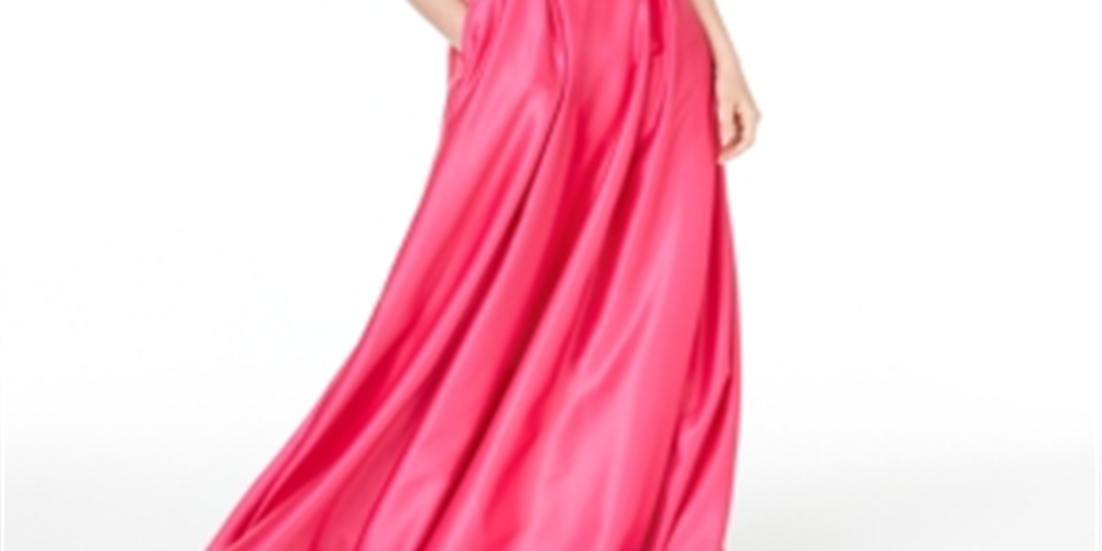 City Triangles Women's Pocketed Sleeveless Halter Maxi Baby Doll Prom Dress Pink Size 11