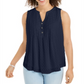 Charter Club Women's Pleated Clip Dot Top Blue Size Small