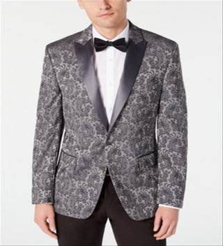 Ryan Seacrest Distinction Men's Paisley Blazer Silver Size 44