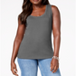 Karen Scott Women's Embellished Scoop Neck Tank Top Gray Size Medium