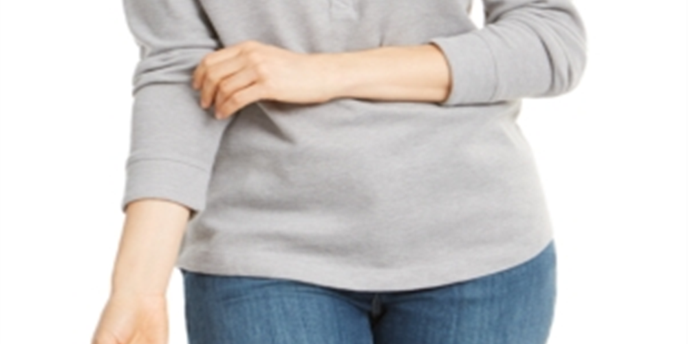 Karen Scott Women's Snap Neck Top Gray Size Petite Small