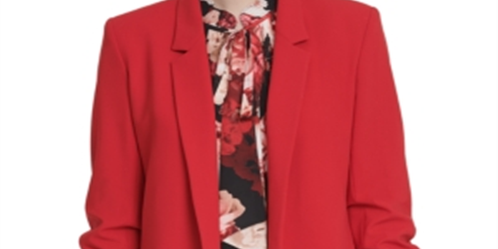 DKNY Women's Ruched Sleeve Blazer Red Size 0