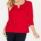 Karen Scott Women's Cotton Crochet Trim T-Shirt Red Size Small