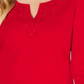 Karen Scott Women's Cotton Crochet Trim T-Shirt Red Size Small