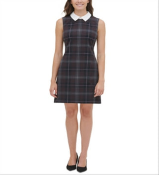Tommy Hilfiger Women's Contrast Collar a Line Dress Gray Size 14