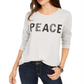 Style & Co Women's Peace Graphic Sweatshirt Gray Size Petite Small