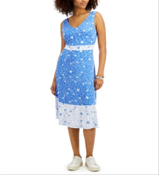 Charter Club Women's Floral Sleeveless Dress Blue Size X-Large