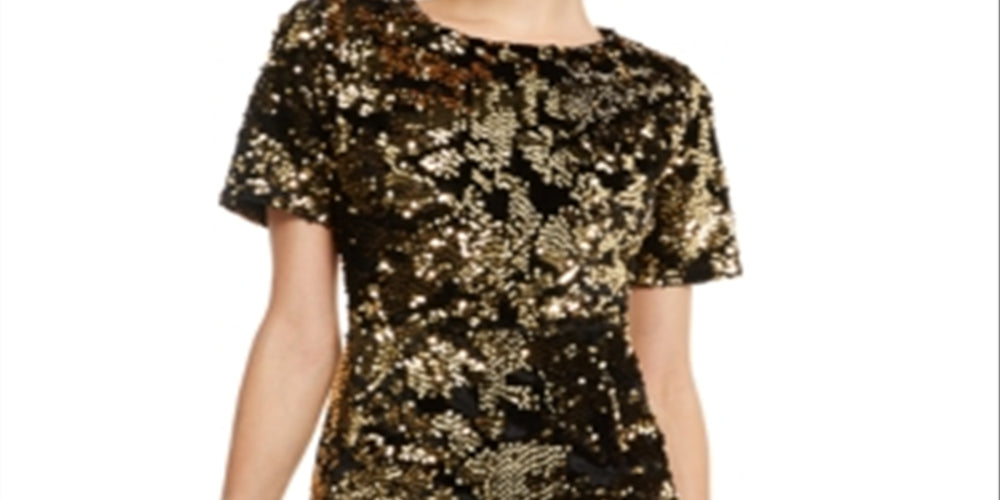 INC International Concepts Women's Sequin Dress Yellow Size Petite