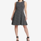 DKNY Women's Speckle Sleeveless Jewel Neck Knee Length Fit Flare Dress Black Size 16