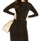 Michael Kors Women's Long Sleeve Above the Knee Body Con Dress Black Size Medium