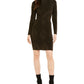 Michael Kors Women's Long Sleeve Above the Knee Body Con Dress Black Size Medium