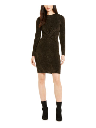 Michael Kors Women's Long Sleeve Above the Knee Body Con Dress Black Size Medium