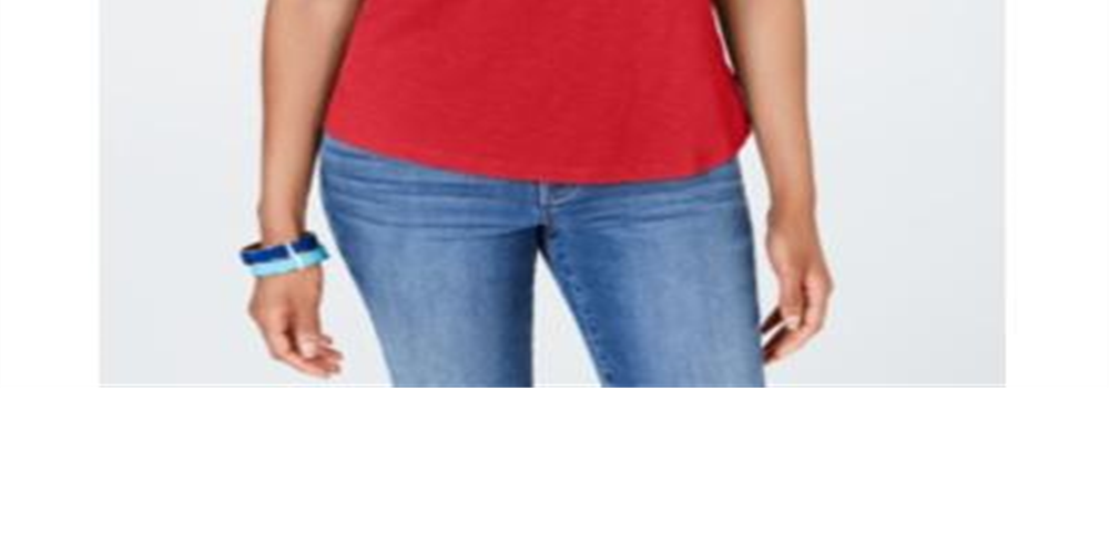 Charter Club Women's Petite Cotton Embroidered T-Shirt  Risky Red  Size Petite S