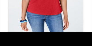 Charter Club Women's Petite Cotton Embroidered T-Shirt  Risky Red  Size Petite S