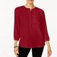 JM Collection Women's Pleated Back Blouse Red Size Small