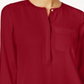 JM Collection Women's Pleated Back Blouse Red Size Small