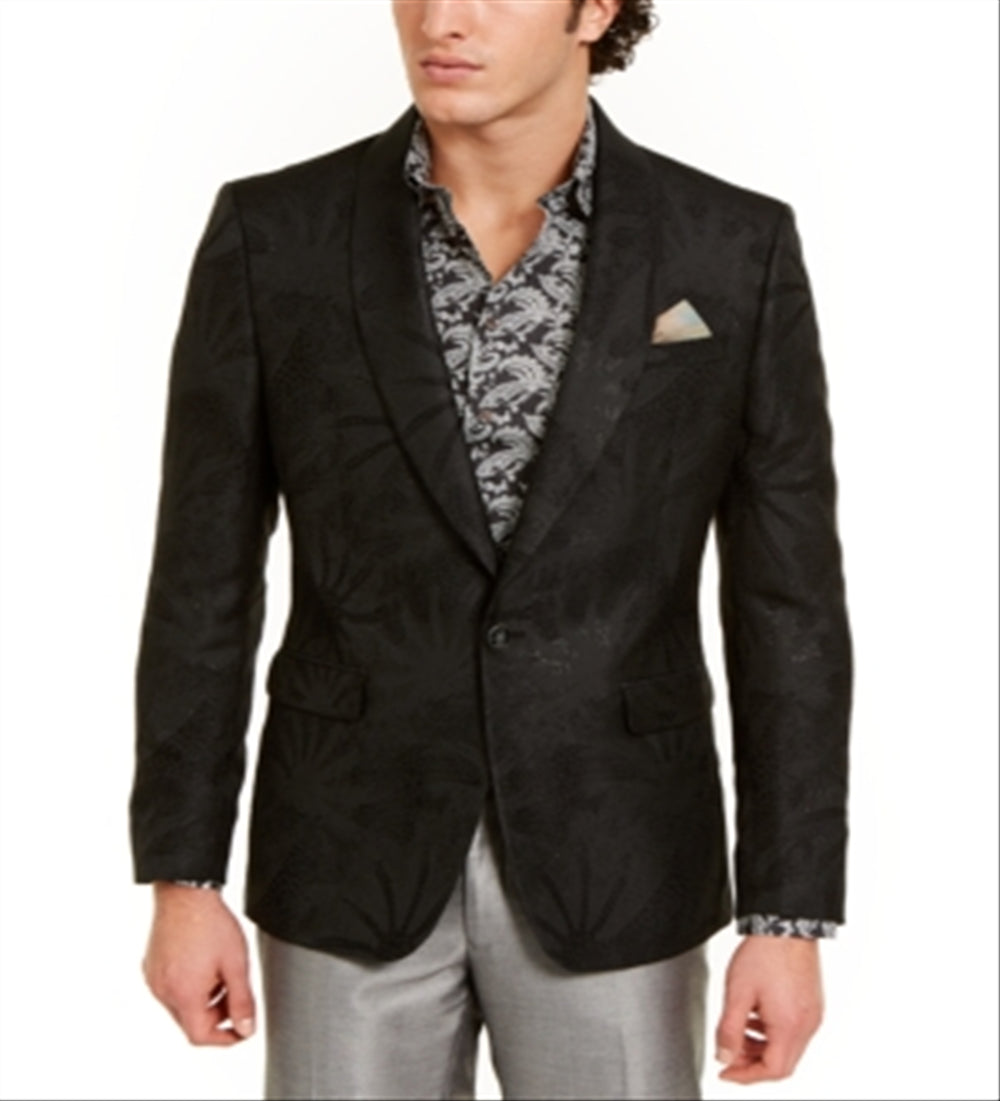 Tallia Men's Classic Shimmer Shawl Collar Suit Jacket Black Size 42