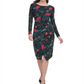 Tommy Hilfiger Women's Floral Long Sleeve Boat Neck MIDI Sheath Dress Black Size 12