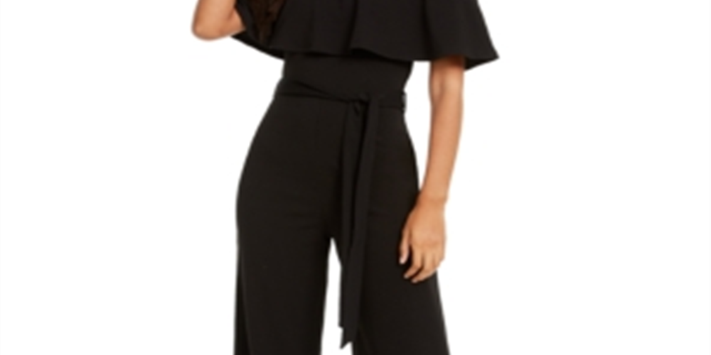 CRAVE FAME Women's  Sleeveless Off Shoulder Wide Leg Evening Jumpsuit Black Size M