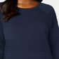Karen Scott Women's Textured Long Sleeve Crew Neck Sweater Blue Size Petite Medium